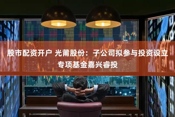 股市配资开户 光莆股份：子公司拟参与投资设立专项基金嘉兴睿投